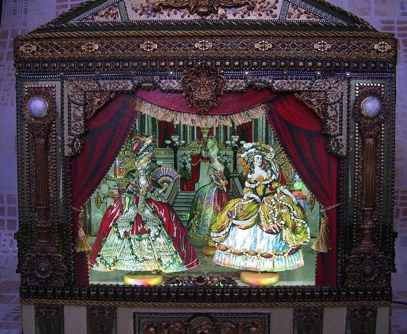 Puppet theater with illumination . Handmade wooden puppet Etsy