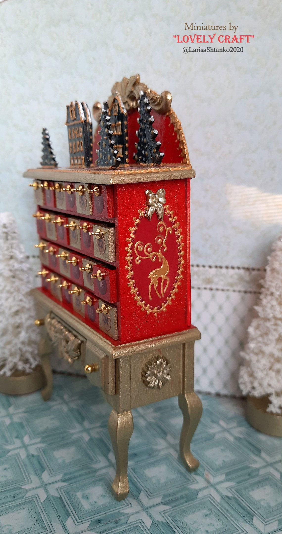 Advent calendar. Musical. Handcrafted miniature. Dollhouse Etsy