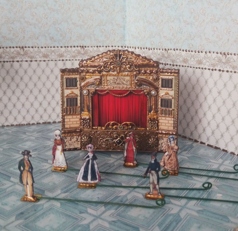 Puppet theater for Dollhouse For doll House Dolls house miniature toy theatre 1:12 Handcrafted miniature Paper theater