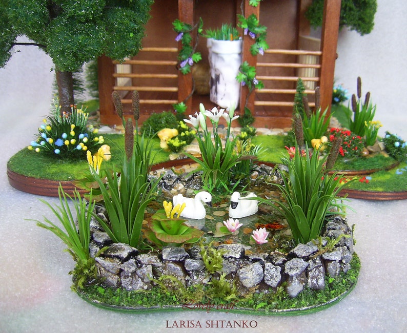 Pond for garden. Dollhouse Landscape. Miniature Dollhouse. Etsy