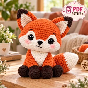 Häkelanleitung für einen Fuchs-Plüsch (mittelschwer), Waldtier-Amigurumi (PDF-Download)
