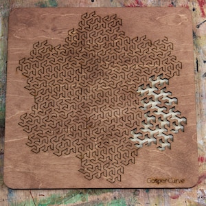 Gosper Curve Wooden Fractal Tray Puzzle