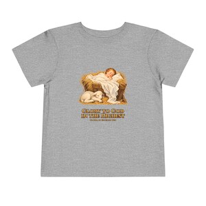 Toddler Glory to God in the Highest Tee, Nativity Christmas Shirt, Catholic Christmas Gift for Toddlers, Baby Jesus and Lamb image 8