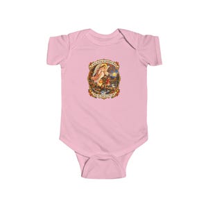 Baby Angel of God Prayer Bodysuit, Guardian Angel Infant One Piece, My Guardian Dear Catholic Baby Gift, Vintage Art image 5