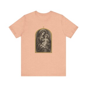 Virgin Mary Shirt, Madonna and Child Charcoal Sketch, Blessed Mother Catholic Gift for Mom, Vintage Marian Art Tee, Baby Jesus Top image 6