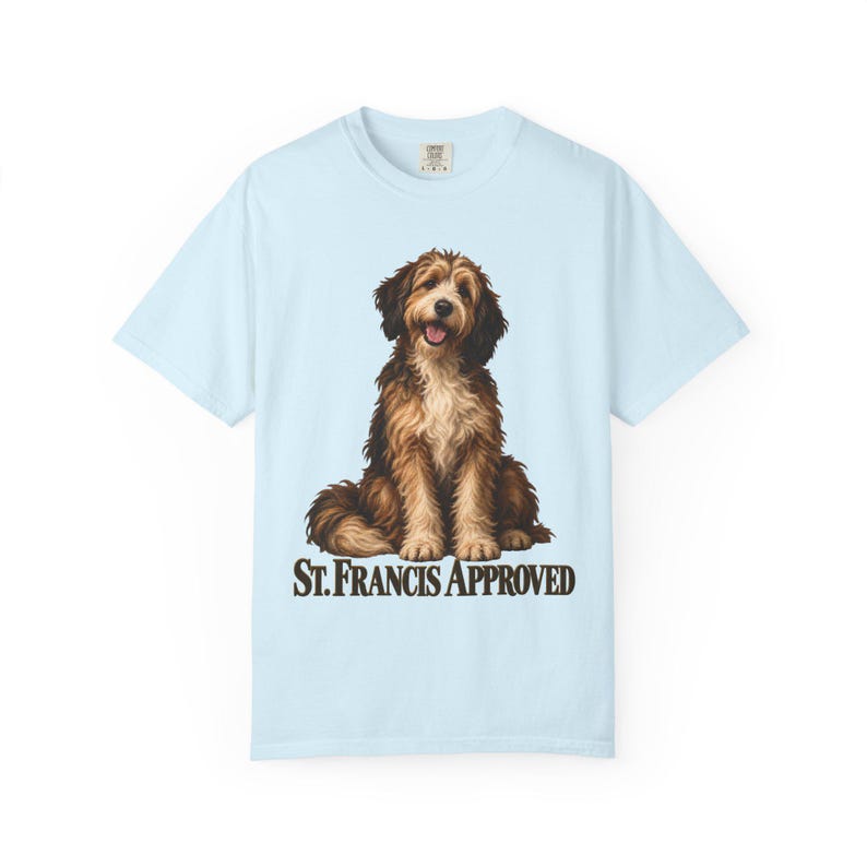 St Francis Approved Comfort Colors Shirt | Catholic Dog Lover T-Shirt | Gift for Dog Mom | Shaggy Dog Painting image 8