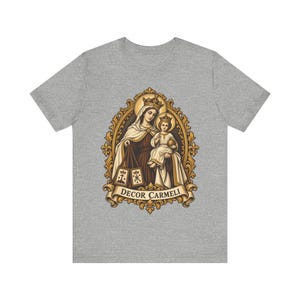 Our Lady of Mount Carmel Shirt | Catholic T-Shirt | Carmelite Gift for Women | Brown Scapular, Decor Carmeli afbeelding 1