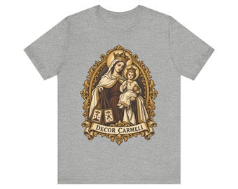 Vår Fru av Karmelberget-skjorta, dekor Carmeli brun scapular-t-shirt, karmelitisk katolsk gåva, Jungfru Maria-konst, 16 juli festdagskläder