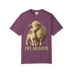 Ewe Are Loved Comfort Colors Shirt | Christian Lamb T-Shirt | Gift for Mom | Vintage Ewe and Lamb Painting image 6