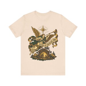 Gloria in Excelsis Deo Shirt, Catholic Christmas Nativity Tee, Herald Angel Trumpet and Star of Bethlehem, Christian Holiday Gift for Choir image 5