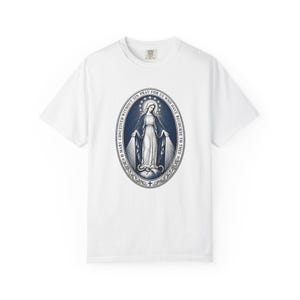Our Lady of Grace Tee, Miraculous Medal Prayer, Pray for Us Who Have Recourse to Thee, Marian Gift for Mom or Godmother, Comfort Colors image 3