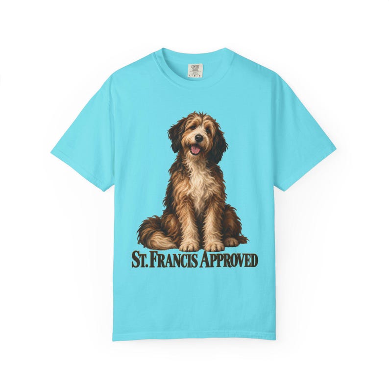 St Francis Approved Comfort Colors Shirt | Catholic Dog Lover T-Shirt | Gift for Dog Mom | Shaggy Dog Painting image 7