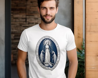 Camiseta de la Medalla Milagrosa / Camiseta Católica / Regalo de la Virgen María para Mujeres / Oh María Concebida Sin Pecado