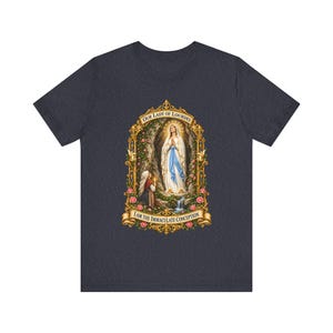 Our Lady of Lourdes Shirt, I Am the Immaculate Conception Tee, St Bernadette Grotto Art, Catholic Marian Gift for Women, Pilgrimage image 4