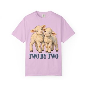 Two by Two Comfort Colors Shirt | Christian Twins T-Shirt | Gift for Twins or Siblings | Vintage Twin Lambs image 7