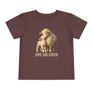 Toddler Ewe Are Loved Tee, Lamb Shirt for Toddlers, Sweet Christian Gift, Vintage Ewe and Lamb Painting image 11