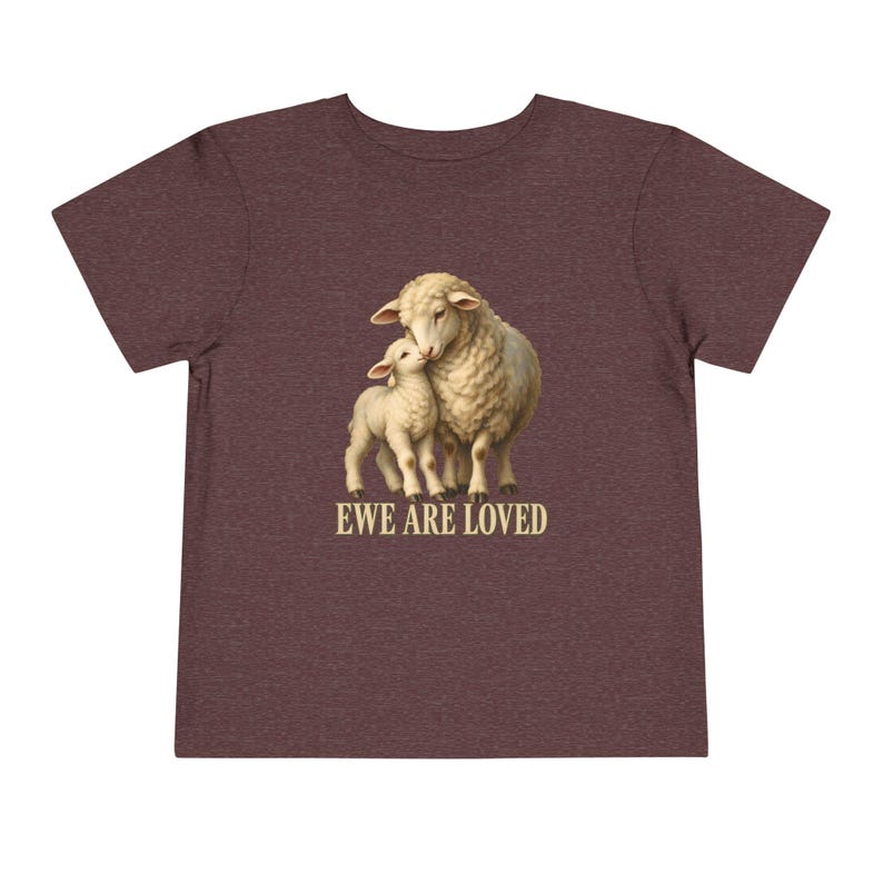 Toddler Ewe Are Loved Tee, Lamb Shirt for Toddlers, Sweet Christian Gift, Vintage Ewe and Lamb Painting image 11