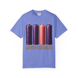Advent-ure Awaits Comfort Colors Shirt | Catholic Advent T-Shirt | Gift for Catholic Family | Three Purple and One Rose Candle image 12