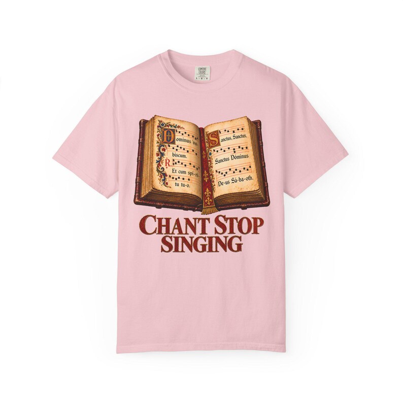 Chant Stop Singing Comfort Colors Shirt | Katholiek koor T-shirt | Cadeau voor koorlid | Geïllustreerd Gregoriaans gezangboek afbeelding 11