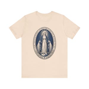 Mirakulös medaljskjorta | Katolsk t-shirt | Jungfru Maria-gåva för kvinnor | O Maria, avlad utan synd bild 4