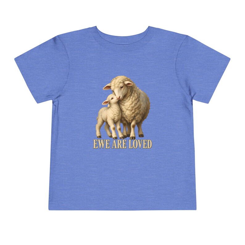 Toddler Ewe Are Loved Tee, Lamb Shirt for Toddlers, Sweet Christian Gift, Vintage Ewe and Lamb Painting image 5