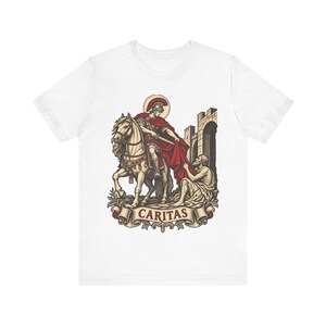 Camiseta de San Martín de Tours, capa de Caritas y arte del mendigo, regalo católico de la Misericordia para hombres, fiesta de San Martín el 11 de noviembre, ropa cristiana imagen 6
