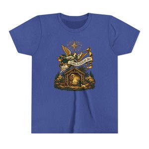 Kids Herald Angel Trumpet Shirt, Youth Glory to God in the Highest Tee, Christian Christmas Gift for Kids, Vintage Nativity image 12