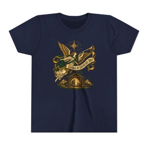 Camiseta infantil del Ángel de la Natividad, Camiseta juvenil Gloria in Excelsis Deo, Regalo católico de Navidad para niños, Representación navideña de la Estrella de Belén imagen 17