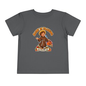 Toddler Saint in Training Tee, Little Friar with Bluebird, Halloween Gift (2T-5T) image 4