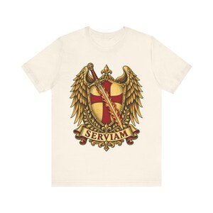 St Michael Archangel Shirt | Catholic T-Shirt | Gift for Dad or Godfather | Winged Crest Emblem image 4