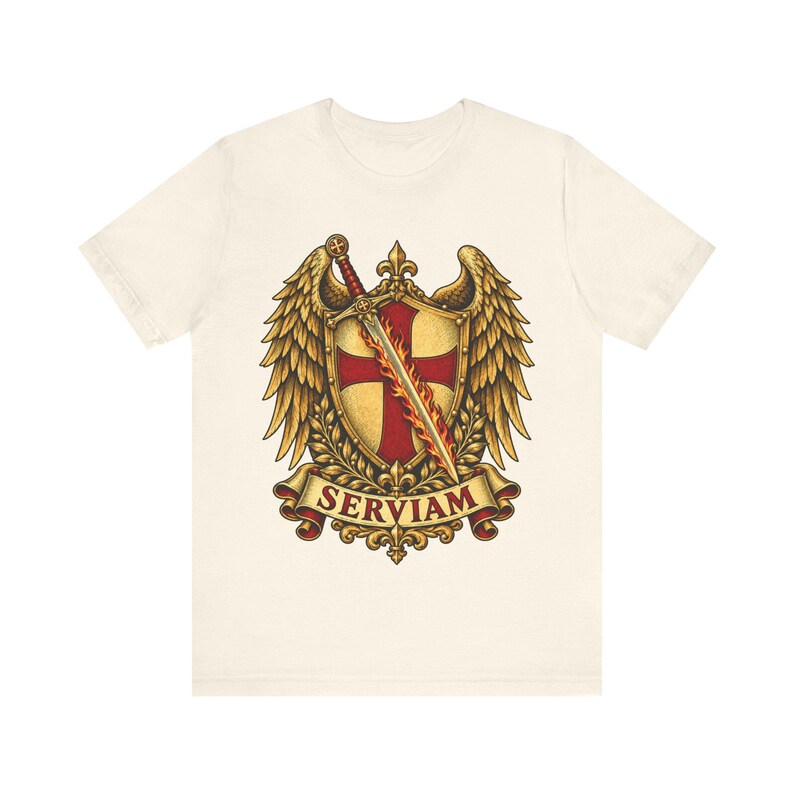 St Michael Archangel Shirt | Catholic T-Shirt | Gift for Dad or Godfather | Winged Crest Emblem image 4