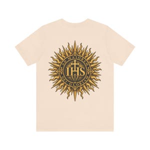 AMDG Back Print Shirt, IHS Sunburst Christogram, Ad Maiorem Dei Gloriam Latin Motto, Jesuit School Gift for Graduation or Confirmation image 7