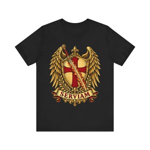 St Michael Archangel Shirt | Catholic T-Shirt | Gift for Dad or Godfather | Winged Crest Emblem image 2