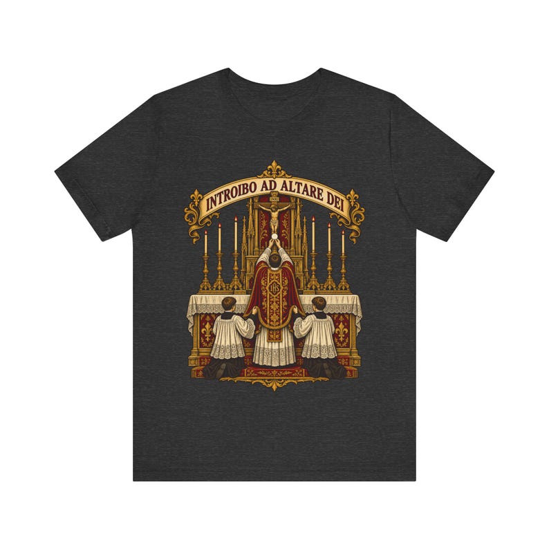 Traditional Latin Mass Shirt, Introibo ad Altare Dei Tee, TLM Gift for Priest, Altar Server or Seminarian, Tridentine Apparel image 7