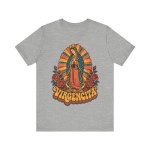 Retro 70s Our Lady of Guadalupe Tee, Mexican Catholic Gift, Latina Apparel (Unisex Fit) image 1
