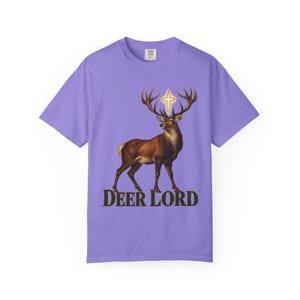 Deer Lord Comfort Colors Shirt | Funny Catholic Hunting T-Shirt | Gift for Hunter Dad | St Hubert Stag with Cross image 10