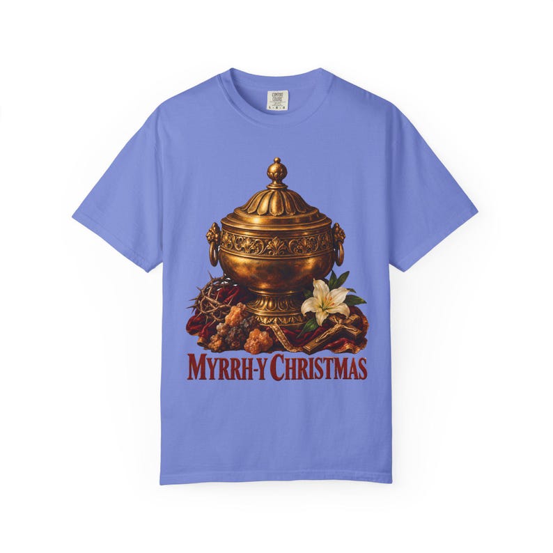 Myrrh-y Christmas Comfort Colors Shirt | Funny Catholic Christmas T-Shirt | Christmas Gift | Golden Jar of Myrrh image 10