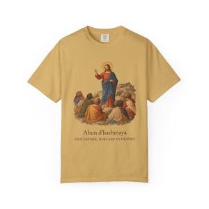 Arameisk Herrens bön komfortfärger T-shirt | Vår Fader arameisk T-shirt | Bergspredikan katolsk kristen T-shirt bild 7
