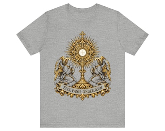 Camiseta Ecce Panis Angelorum, Camiseta de la Custodia de la Adoración Eucarística, Regalo de Primera Comunión, Pan de los Ángeles de la Hora Santa, Ropa del Avivamiento Católico