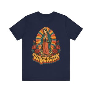 Retro 70s Our Lady of Guadalupe Tee, Mexican Catholic Gift, Latina Apparel (Unisex Fit) image 9