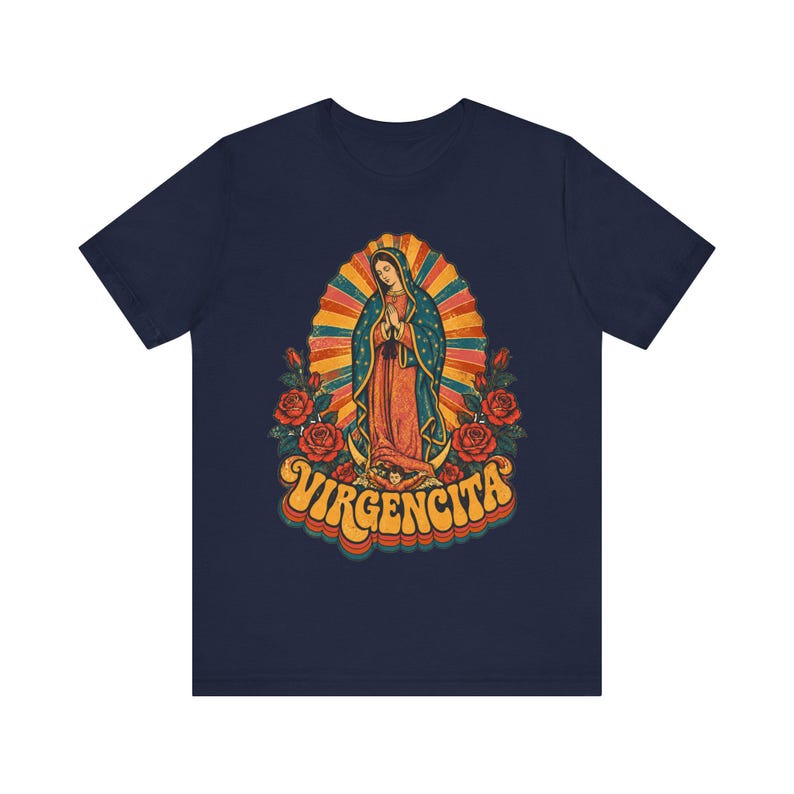 Retro 70s Our Lady of Guadalupe Tee, Mexican Catholic Gift, Latina Apparel (Unisex Fit) image 9