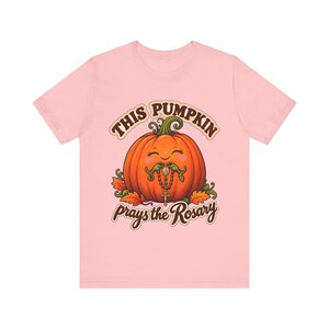 Catholic Halloween Shirt | This Pumpkin Prays the Rosary T-Shirt | Fall Gift for Mom or Teacher | All Saints Day image 7