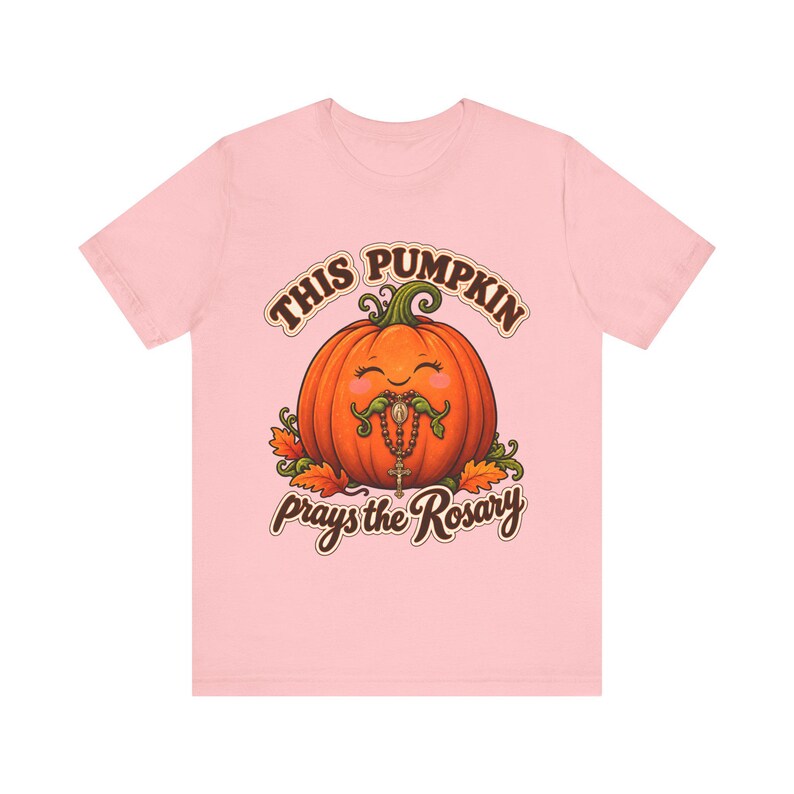 Catholic Halloween Shirt | This Pumpkin Prays the Rosary T-Shirt | Fall Gift for Mom or Teacher | All Saints Day image 7