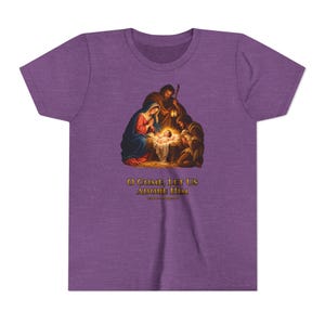 Kids O Come Let Us Adore Him Shirt, Youth Nativity Christmas Tee, Catholic Christmas Gift for Kids, Holy Family Venite Adoremus image 18