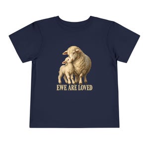 Toddler Ewe Are Loved Tee, Lamb Shirt for Toddlers, Sweet Christian Gift, Vintage Ewe and Lamb Painting image 8