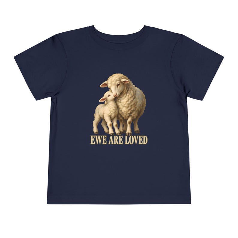 Toddler Ewe Are Loved Tee, Lamb Shirt for Toddlers, Sweet Christian Gift, Vintage Ewe and Lamb Painting image 8