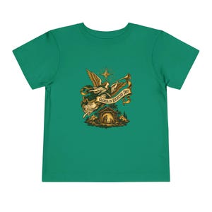 Toddler Nativity Angel Tee, Gloria in Excelsis Deo Christmas Shirt, Catholic Christmas Gift for Toddlers, Star of Bethlehem Art image 7