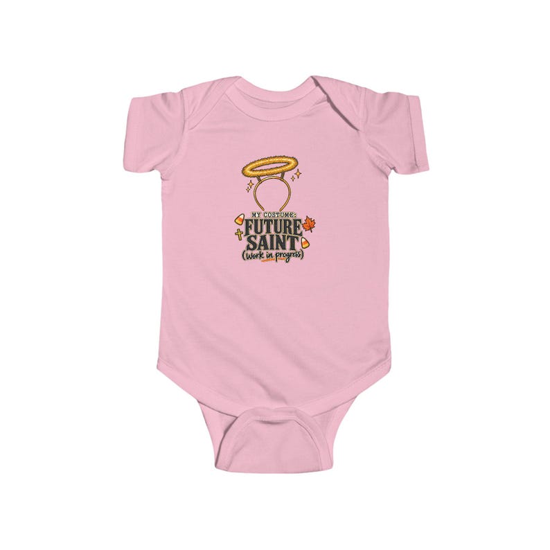 Baby Future Saint Bodysuit, Infant Halo Halloween One Piece, Funny Catholic First Halloween Gift, Easy Baby Costume for Church Party image 3