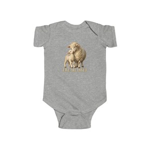Baby Ewe Are Loved Bodysuit, Lamb Infant One Piece, Christian Baby Shower Gift, Vintage Ewe and Lamb Painting image 1