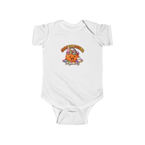 Baby Halloween-body, Räkna dina välsignelser, godispumpa, rolig kristen första Halloween-present, katolsk spädbarnsbody bild 1